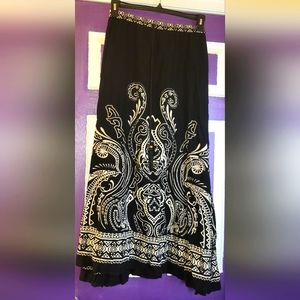 Westport” 1962" tribal print maxi skirt black / cream - 1X